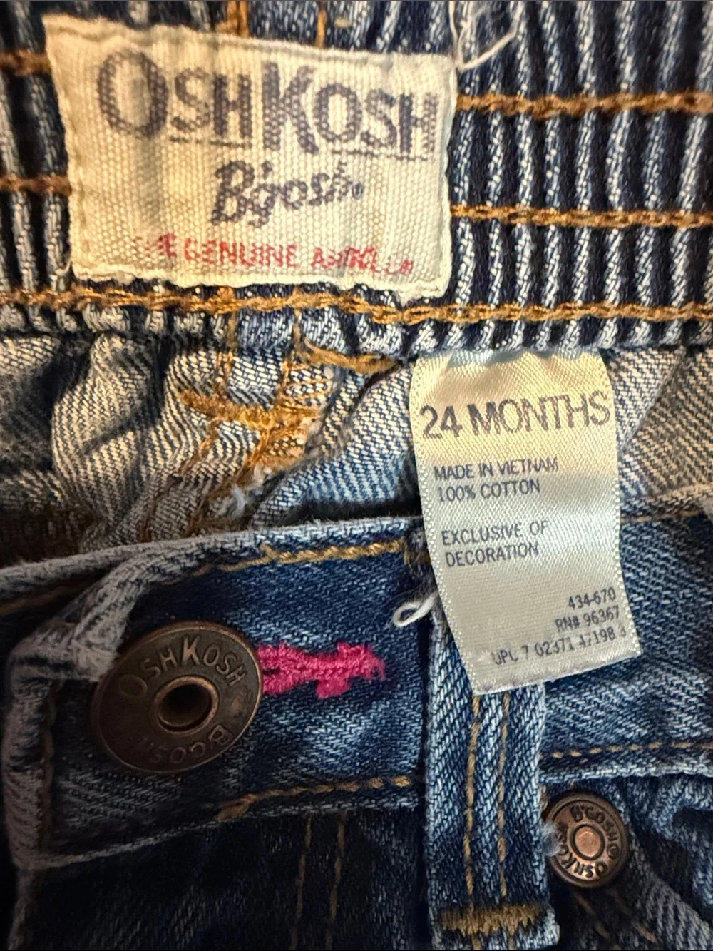 OshKosh B’gosh Girls Denim Jeans Love Heart Floral Embroidery Adjustable Waist
